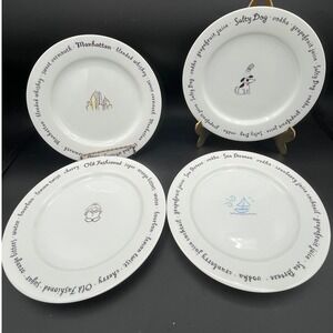 Vintage Y2K Set Of 4 Bar Lingo/Recipe Salad Dessert Snack Plates by Pottery Barn